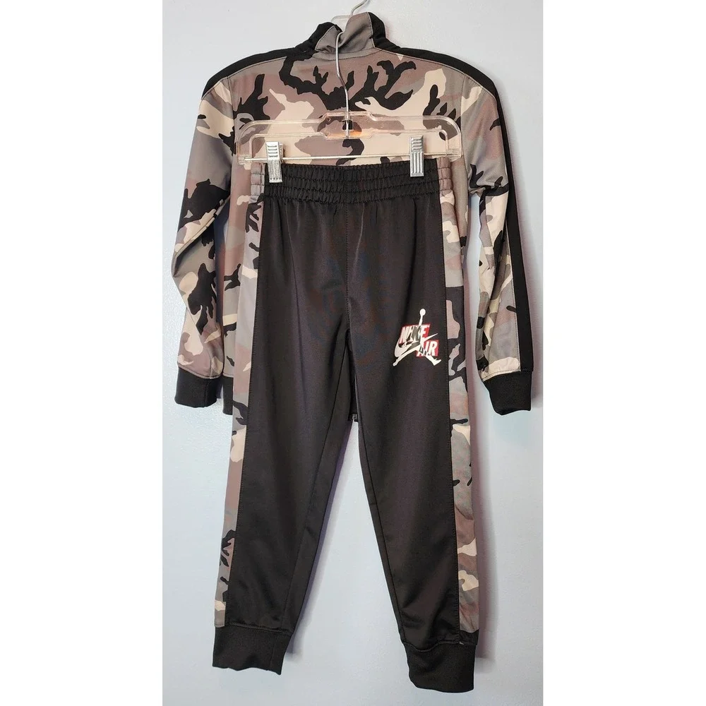 Jordan Nike Air Tracksuit Boys 5-6Y Camo Black Full Zip Jacket Joggers Set